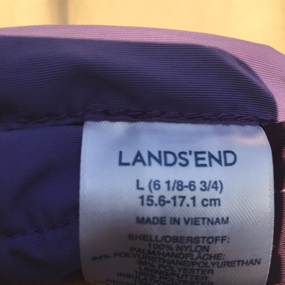 Snow mittens by Land’s End L (6 1/8 - 6 3/4 ) 16..6 - 17.1 CM purple with strap - Picture 5 of 5